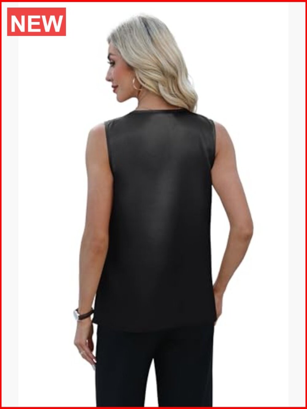 Satin V Neck Camisole Tank Top Sleeveless Blouse Lightweight Summer Business - Picture 5 of 7